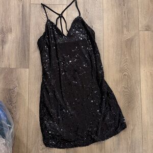Boohoo Black Sequin Mini Dress
